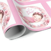 Cute It’s a Girl Baby Announcement  Cadeaupapier (Rol Hoek)