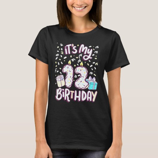 Cute It S My 12th Birthday Cake Donut 12 Year Old T-shirt (Voorkant)