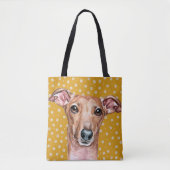 Cute Italiaanse Greyhound Yellow White Flower Patt Tote Bag (Voorkant)
