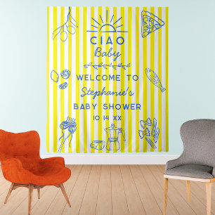 Cute Italiaanse Thema Baby Shower Ciao Baby Achter Wandkleed