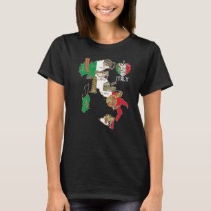 Cute Italy Graphic Italiaanse vlag Flag Map Heart T-shirt