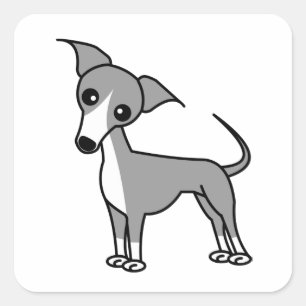 Cute Italy Greyhound - Grey Vierkante Sticker