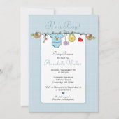 Cute it's a Boy Clothesline Baby shower Kaart (Voorkant)