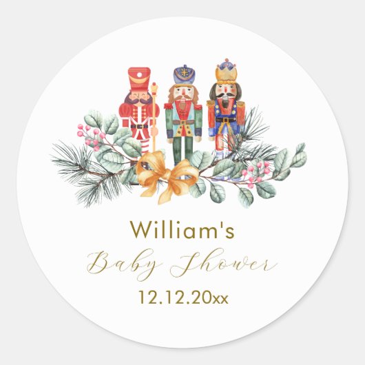Cute It's Cold Outside Nutcracker Baby Shower  Ronde Sticker (Voorkant)