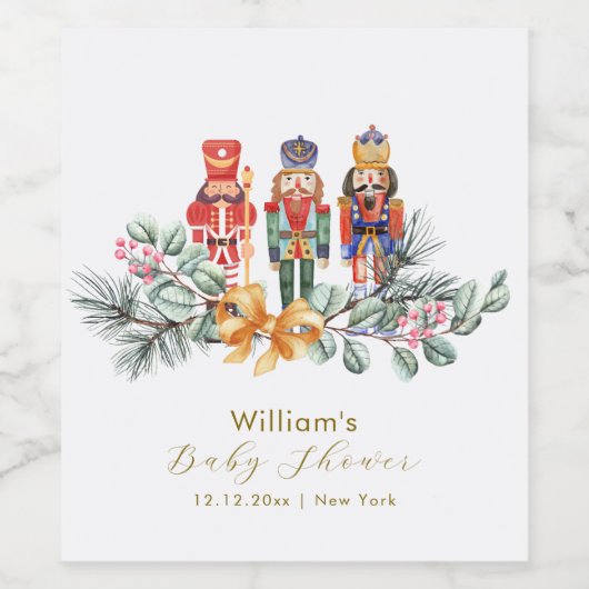 Cute It's Cold Outside Nutcracker Baby Shower  Wijn Etiket (Enkel label)