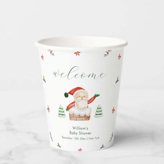 Cute It's Cold Outside Santa Baby Shower Welcome Papieren Bekers (Voorkant)