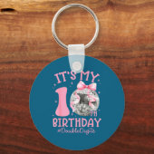 Cute It's My 10th Birthday Girl Coquette Bow Disco Sleutelhanger (Voorkant)