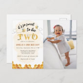 Cute its zo lief om twee verjaardag uitnodiging te (Voorkant / Achterkant)