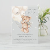 Cute Ivory Barly Wait Balloon Baby shower Uitnodig Bedankkaart (Staand voorkant)
