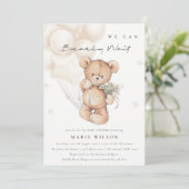 Cute Ivory Barly Wait Balloon Baby shower Uitnodig Bedankkaart (Staand voorkant)