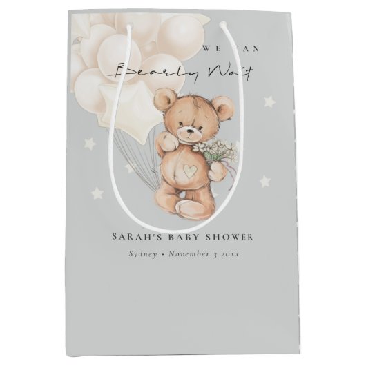 Cute Ivory Barly Wait Beer Balloon Baby shower Medium Cadeauzakje (Voorkant)