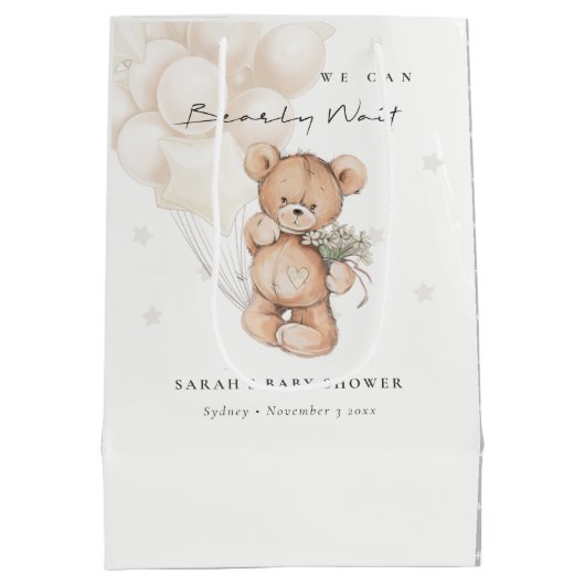 Cute Ivory Barly Wait Beer Balloon Baby shower Medium Cadeauzakje (Achterkant)