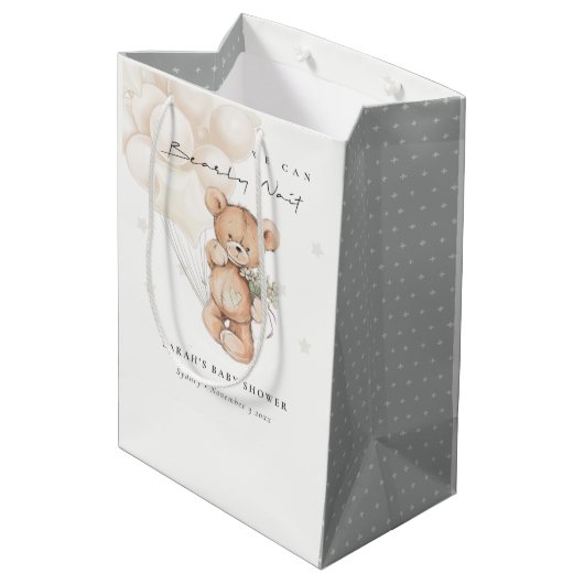 Cute Ivory Barly Wait Beer Balloon Baby shower Medium Cadeauzakje (Achterkant Gekanteld)