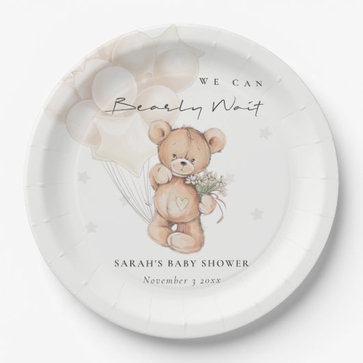 Cute Ivory Barly Wait Beer Balloon Baby shower Papieren Bordje (Voorkant)