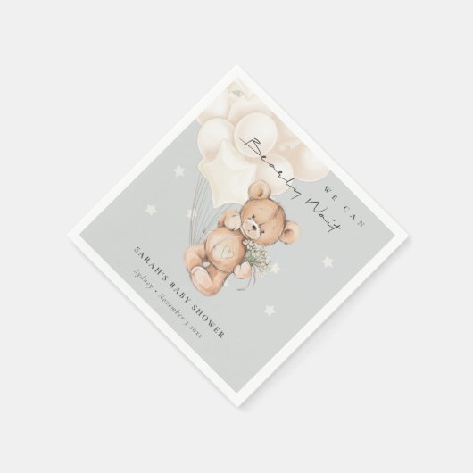 Cute Ivory Barly Wait Beer Balloon Baby shower Servet (Hoek)