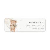 Cute Ivory Beer Ballon Floral Bunch Heart Adres Etiket (Voorkant)