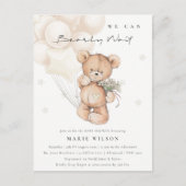 Cute Ivory Beer Barly Wait Balloon Baby shower Briefkaart (Voorkant)
