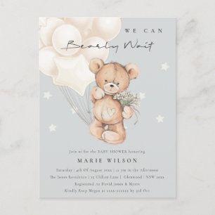 Cute Ivory Beer Barly Wait Balloon Baby shower Briefkaart