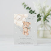 Cute Ivory Beer Barly Wait Balloon Baby shower Briefkaart (Staand voorkant)