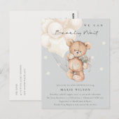 Cute Ivory Beer Barly Wait Balloon Baby shower Briefkaart (Voorkant / Achterkant)