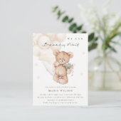 Cute Ivory Beer Barly Wait Balloon Baby shower Briefkaart (Staand voorkant)