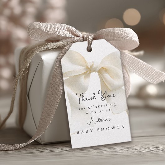 Cute Ivory Coquette Bow Baby Shower Cadeaulabel