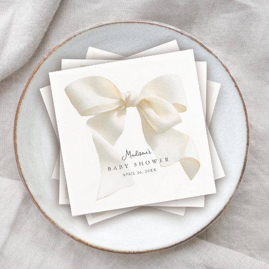 Cute Ivory Coquette Bow Baby Shower Servet