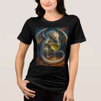 Cute Ivory Dragon & White Wine Fantasy Art Tri-Blend Shirt