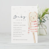 Cute Ivory Pink Bunny Soft Speelgoed Baby shower U Bedankkaart (Staand voorkant)