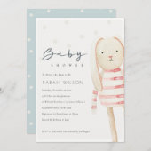 Cute Ivory Pink Bunny Soft Speelgoed Baby shower U Bedankkaart (Voorkant / Achterkant)