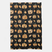 Cute Jack O Lantern Faces Kitchen Towel Theedoek (Verticaal)