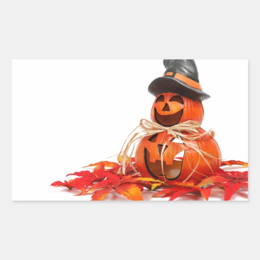 Cute Jack O Lantern Happy Halloween Rechthoekige Sticker (Voorkant)