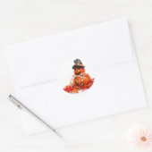 Cute Jack O Lantern Happy Halloween Ronde Sticker (Envelop)