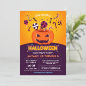 Cute Jack-O-lantern Kinder Halloween Birthday Part Kaart (Staand voorkant)