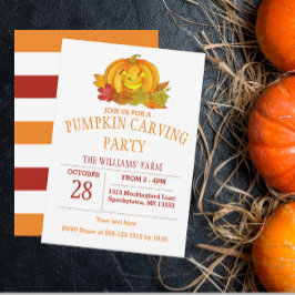 Cute Jack-O-Lantern Pumpkin Carving Party Kaart