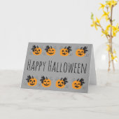 Cute Jack O Lantern Pumpkin Oranje Boarder Kaart (Gele Bloem)