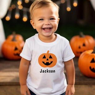Cute Jack O Lantern Pumpkin Oranje Halloween Name Kinder Shirts