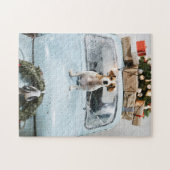 Cute Jack Russel met Kerstmis Legpuzzel (Horizontaal)
