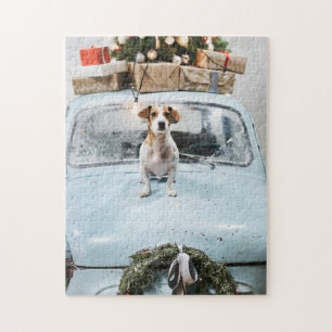 Cute Jack Russel met Kerstmis Legpuzzel
