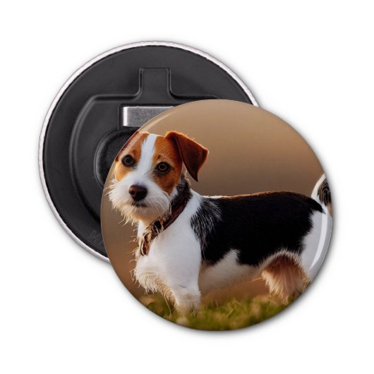 Cute Jack Russel Terrier Dog Foto Button Flesopener (Voorkant)