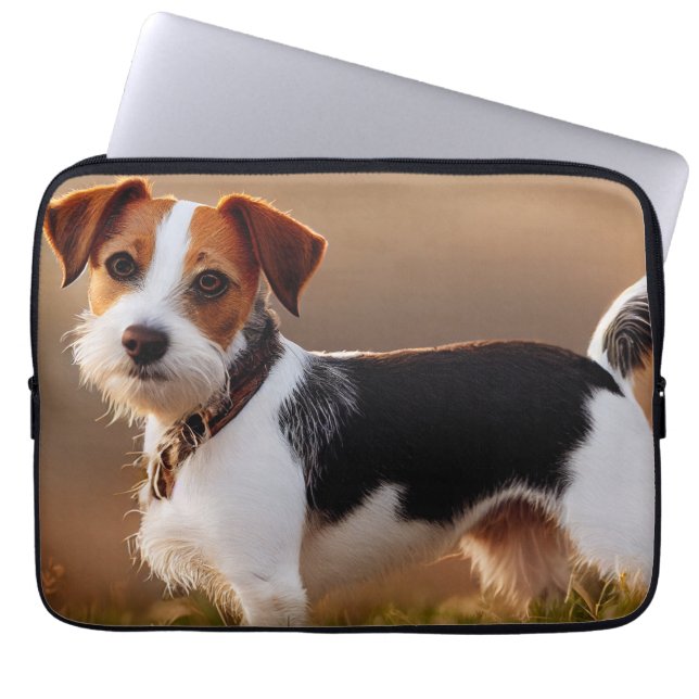 Cute Jack Russel Terrier Dog Foto Laptop Sleeve (Voorkant)