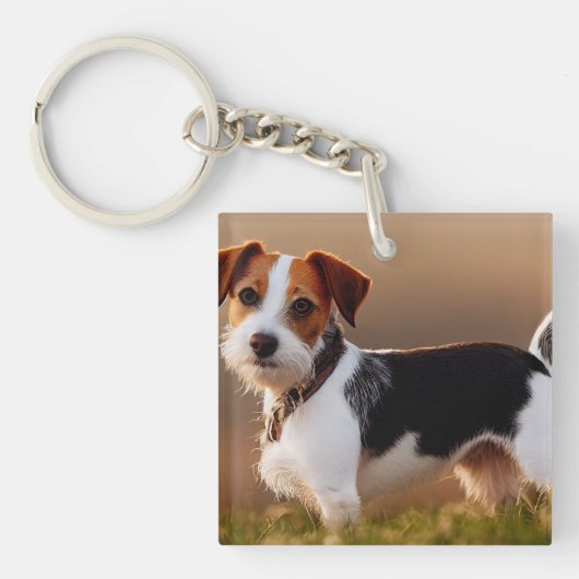 Cute Jack Russel Terrier Dog Foto Sleutelhanger (Voorkant)