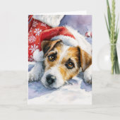 Cute Jack Russell Christmas Greeting Card  Feestdagen Kaart (Voorkant)