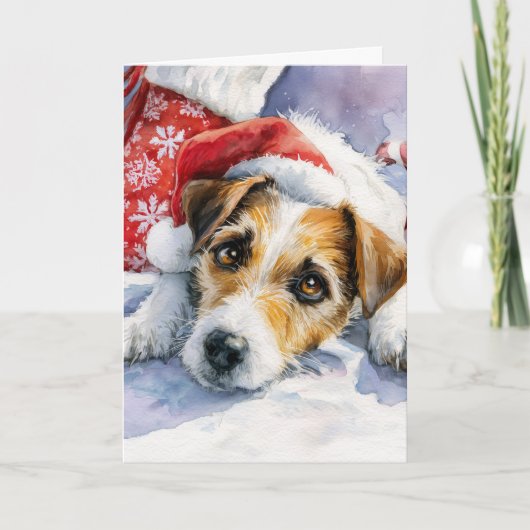 Cute Jack Russell Christmas Greeting Card  Feestdagen Kaart (Voorkant)
