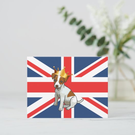 Cute Jack Russell met een Kroon- en Uniefacter Briefkaart (Staand voorkant)