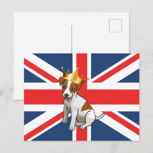 Cute Jack Russell met een Kroon- en Uniefacter Briefkaart (Voorkant / Achterkant)