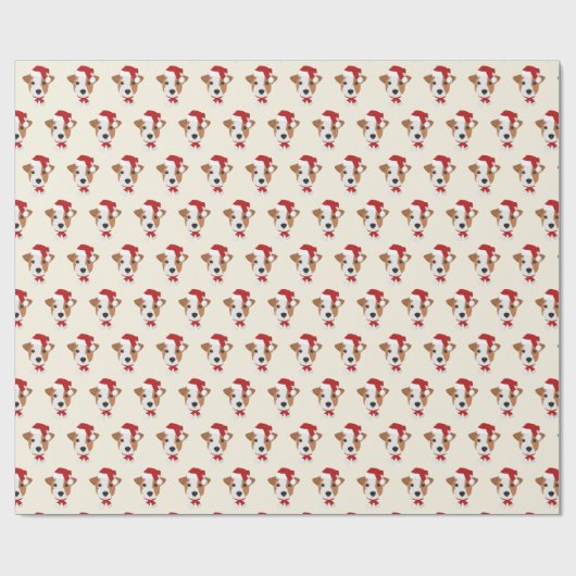 Cute Jack Russell Pattern Kerstmis Cadeaupapier (Vlak)