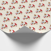 Cute Jack Russell Pattern Kerstmis Cadeaupapier (Hoek)