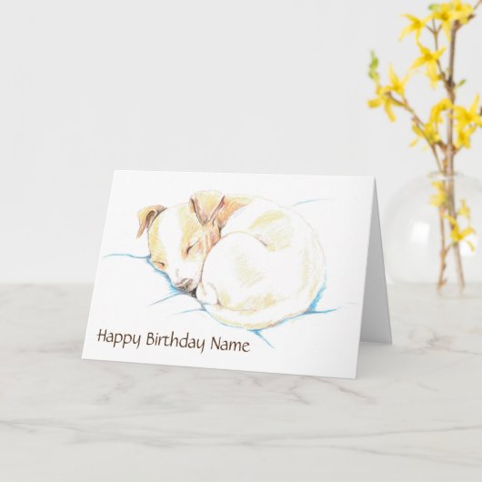 Cute Jack Russell Puppy Dog Birthday Kaart (Gele Bloem)