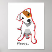 Cute Jack Russell Puppy Poster met Red Accent (Voorkant)